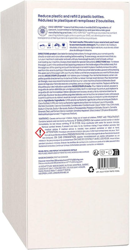 ATTITUDE Laundry Detergent, EWG Verified, Plant and Mineral-Based Formula, HE Compatible, Vegan and Cruelty-free Household Products, Wildflowers, Bulk Refill, 80 Loads, 67.6 Fl Oz