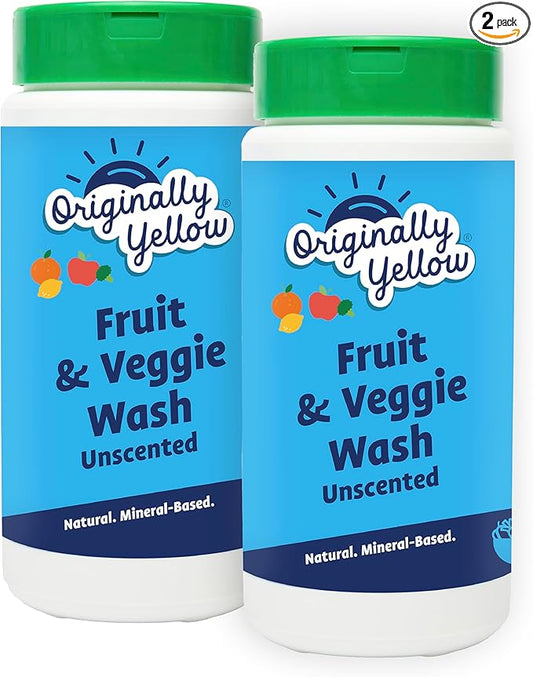 Originally Yellow All-Purpose Fruit and Veggie Wash | Plant-Based House Cleaning Supplies, 1 lb (2-Pack)