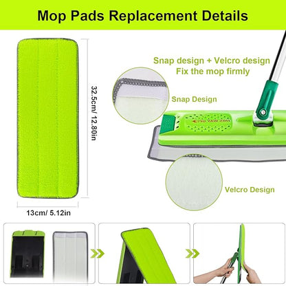 Replacement Microfiber Mop Pads for Libman Rinse 'n Wring Mop and Bucket System, Washable Reusable Wet & Dry Cleaning Refill Head for Multi-Surface Floor-6 Pack