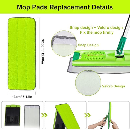 Replacement Microfiber Mop Pads for Libman Rinse 'n Wring Mop and Bucket System, Washable Reusable Wet & Dry Cleaning Refill Head for Multi-Surface Floor-12 Pack