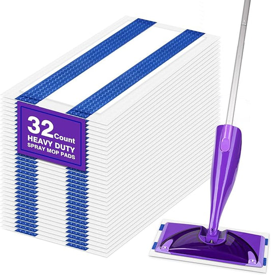 HOMEXCEL Multi-Layer Dry Floor Mop Pads Compatible with Swiffer WetJet-All Purpose Multi Surface Floor Cleaner Spray Mop Pads Refills for Hardwood Floor,32 Count