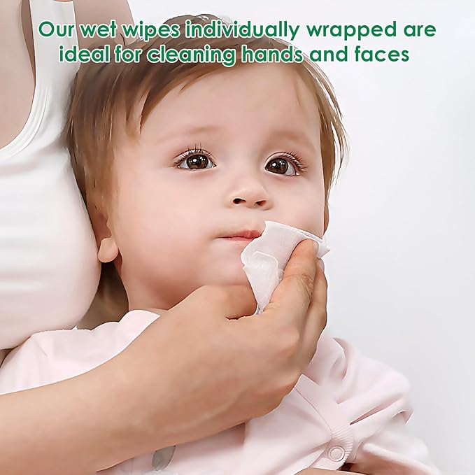 300 Pack Wet Wipes Individually Wrapped,Aloe Vera Hand Wipes,Wet Wipe Bulk Individual Hand Wipe,Travel Size Wipes Quick Hand Cleaning for Travel Wedding Restaurant Barbecue(Green)