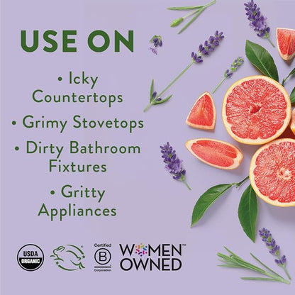 Rebel Green Natural All-Purpose Cleaning Spray - Essential Oil Multi-Surface Cleaner - Kid Safe, Pet Safe & Sustainable Cleaning Products - Lavender & Grapefruit Scent - (16 Ounce Bottles, 4 Pack)
