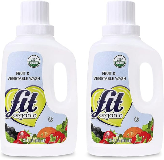 Fit Organic 32 Oz Soaker Produce Wash, Fruit and Vegetable Wash and Pesticide/Wax Remover - 2 Pack