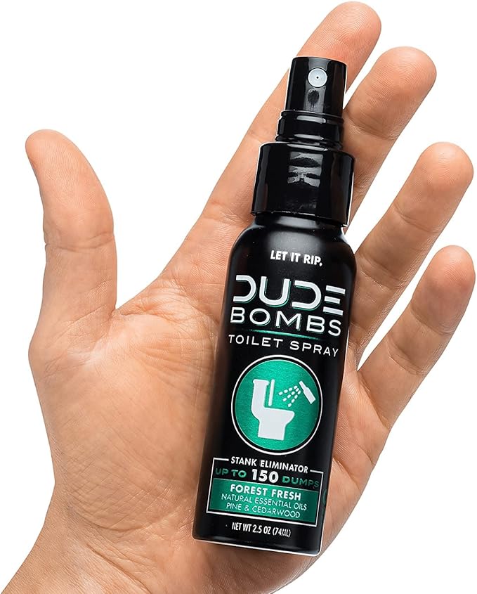 DUDE Wipes - Flushable Wipes with DUDE Bombs Toilet Spray - 18 Pack, 864 Wipes + 1 Spray Bottle - Mint Chill Extra-Large Adult Wet Wipes with Eucalyptus & Tea Tree Oil - Forest Fresh Stank Eliminator