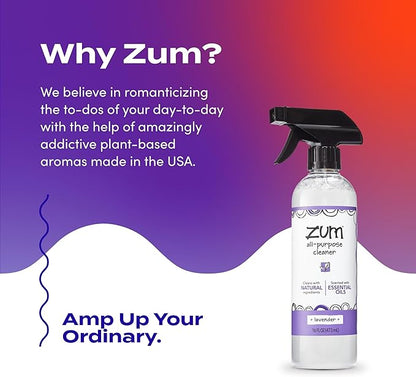 Zum by Indigo Wild All-Purpose Cleaner - Natural Multipurpose Cleaner Made with Essential Oils, Baking Soda & More - Wild Lavender, 16 fl oz