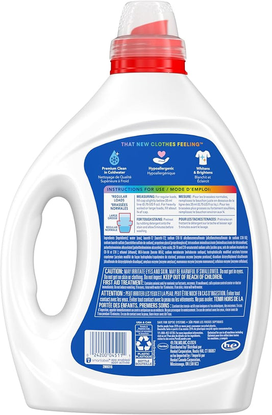 Persil Free & Sensitive Liquid Laundry Detergent, Unscented and Hypoallergenic for Sensitive Skin, 2X Concentrated, 82.5 fl oz, 110 Loads