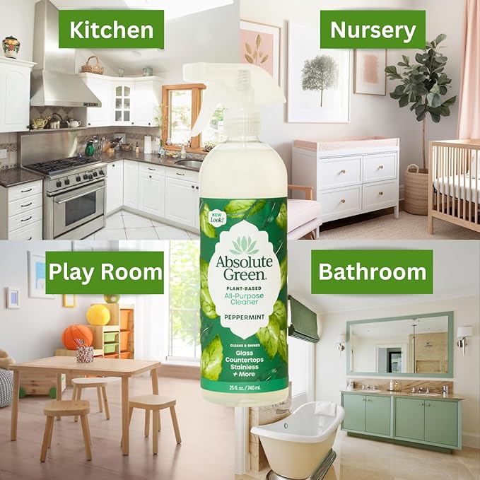 All Purpose Cleaner Spray, Non-Toxic, Kitchen, Bath, Countertop, Stainless, Safe around Kids + Pets, Natural Peppermint Scent, 25 oz (2 Pack)