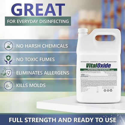 Vital Oxide Disinfectant, Deodorizer, Cleaner, Food-Contact Sanitizer, Virucide – (EPA registration #82972-1) – Kills Mold & Mildew, Eliminates Odors -4 Gallon