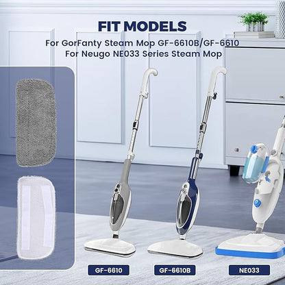 6Pack Steam Mop Replacement Pads Compatible with GorFanty Steam Mop Model GF-6610B/GF-6610，Highly Absorbent Microfiber Steam Pads Washable Reusable for Floor Cleaning