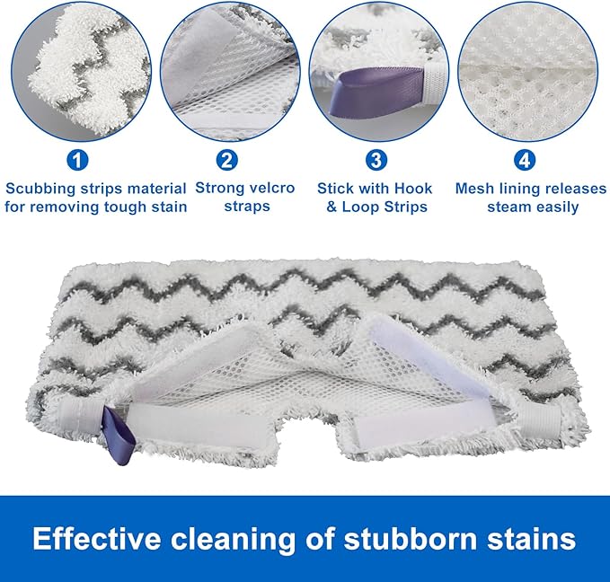 6 Pack S3501 S3601 Steam Mop Replacement Pads for Shark S3501 S3601 S3550 S3801 S3901 S3601D S3801CO S3901D S3455K S2902 SE450 Steam and Scrub Pocket Mop Steamer Pads Washable