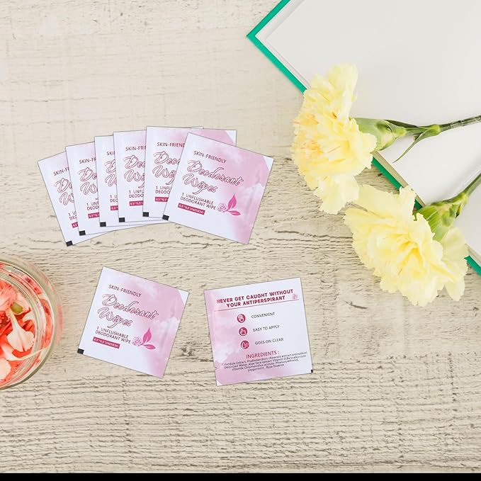 200 Pcs Deodorant Wipes Individually Wrapped Mini Deodorant Travel Size Wet Armpit Wipes Travel Deodorants Bulk for Women Men Homeless Personal Cleansing Wipe Butt Hands Face Underarm Sports(Rose)