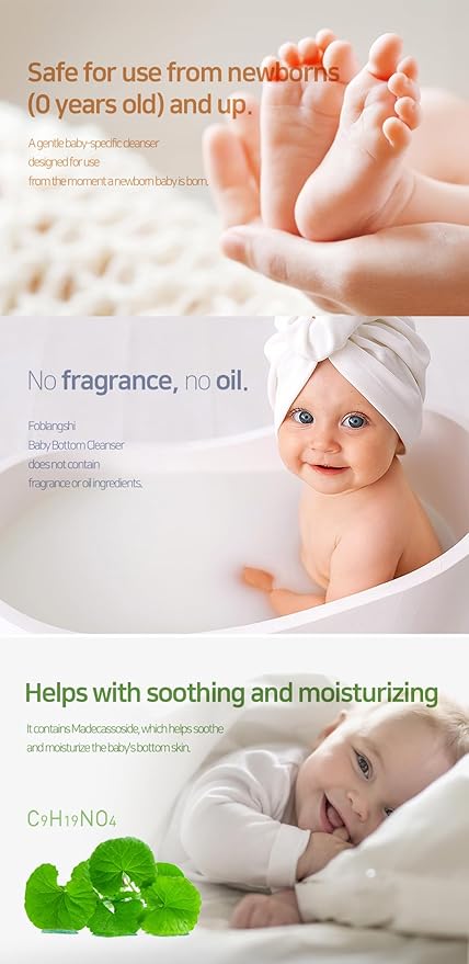 Probiotics Lacto Baby Bottom Wash, Diaper Baby Wash, pH Balanced Foam type, Unscented, Vegan-certified ingredients, Sensitive Skin, 8.45 fl oz & Portable 1.01 fl oz, Made in Korea