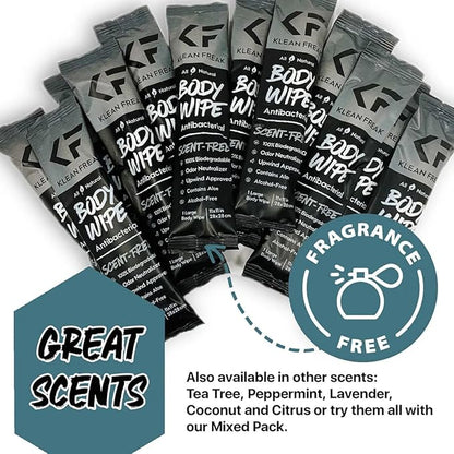 Body 12-Count Wipes - Original Disposable Wipes, Individually Wrapped for the Gym, Workout, Hiking, Travel, and Sport (Scent Free)