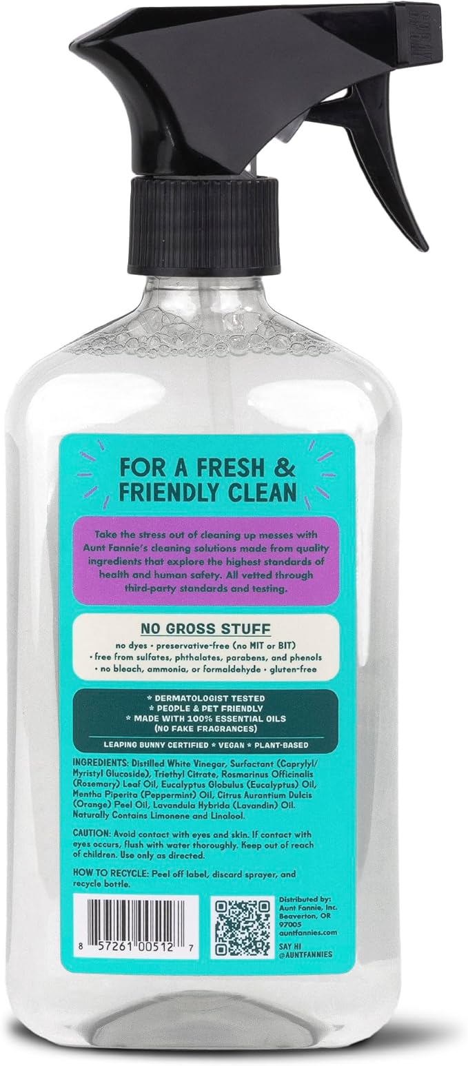 Aunt Fannie's All Purpose Household Cleaner, Multi-surface Spray, Powered by Vinegar for Kitchen, Bath, Windows and Countertops, Lavender Scent (Pack of 3)
