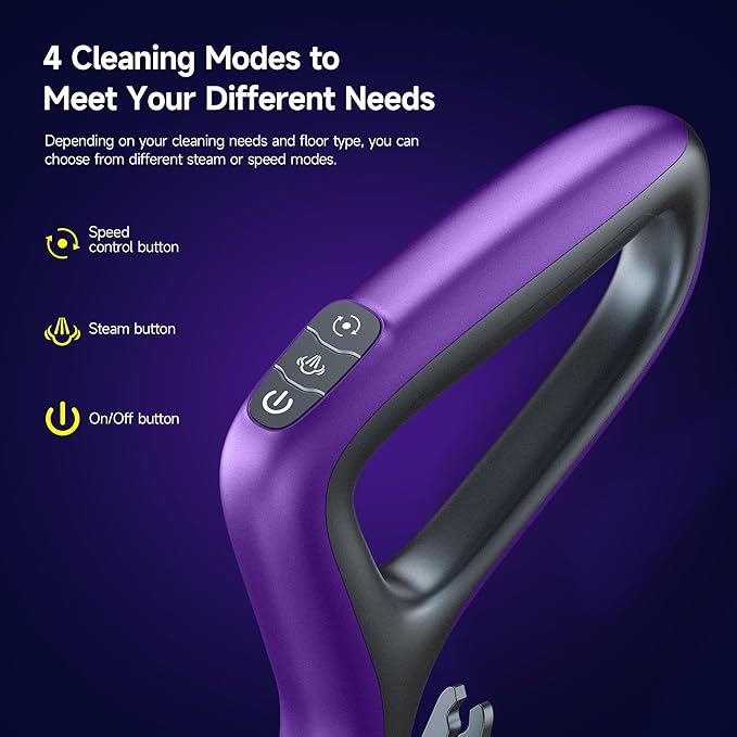 Steam Spin Mop, Smart Steam & Scrub Mop with 4 Cleaning Modes & LED Headlights, Safe for all Sealed Hard Floors like Tile, Hardwood, Stone, Laminate, Vinyl & More F2