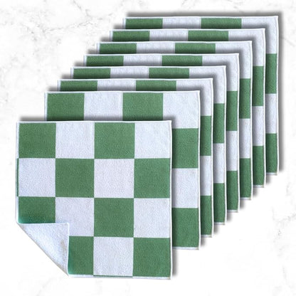Cloak & SAGE 13" x 13" Luxury Microfiber Cleaning Cloths | Sage – 8 Pack | Premium Checkered All-Purpose Microfiber Towels for Cleaning Glass, Kitchens, Bathrooms, Automotive, & Supplies (8, Sage)