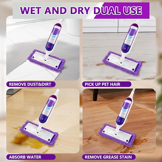 Reusable Power Mop Refills Pads Compatible with Swiffer Power Mop - Power Mop Pads Refill - Washable Microfiber Pads for Multi-Surface Floor Cleaning, 4 Pack