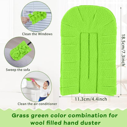 Zubebe 6 Pcs Heavy Duty Duster Refill Reusable Fleece Duster Refills Multi Surface Washable Cleaning Pads for Home, Blinds, Fans, Corners, Furniture (Olive Green)