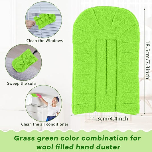 Zubebe 6 Pcs Heavy Duty Duster Refill Reusable Fleece Duster Refills Multi Surface Washable Cleaning Pads for Home, Blinds, Fans, Corners, Furniture (Olive Green)
