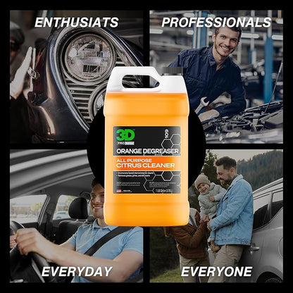 3D Orange Degreaser – Citrus-Based Car Cleaner for Oil, Grease, Grime & Adhesives – Water-Based, Non-Corrosive, Eco-Friendly, Interior & Exterior Use - 16 Fl oz