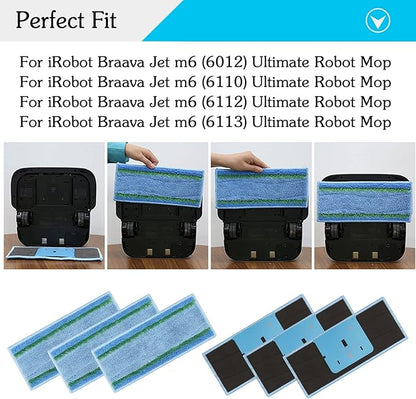 Extolife 12 Pack M6 Mopping Wet Pads for iRobot Braava Jet m6 (6110) (6012) (6112) (6113) Ultimate Robot Mop, Washable and Reusable Microfiber Deep Clean Wet Pads