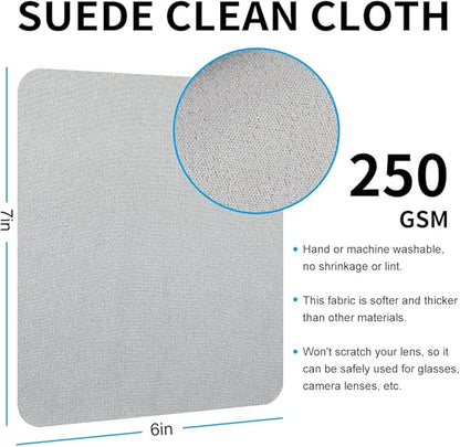 100 PCS Glasses Clean Cloth Suede, Lens Clean Cloth for Lenses, Glasses, Screens, Cameras, iPad, iPhone, Eyeglasses (6"x7", 100PCS/Grey)