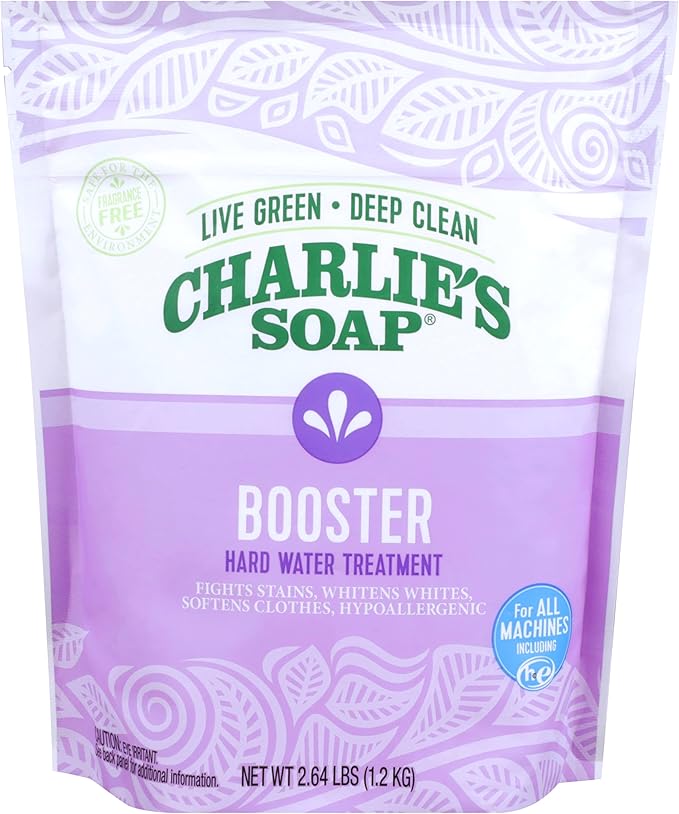 Charlie's Soap Booster & Hard Water Treatment (2.64 Lbs, 2 Pack) Natural Powdered Water Softener and Laundry Booster – Safe and Effective