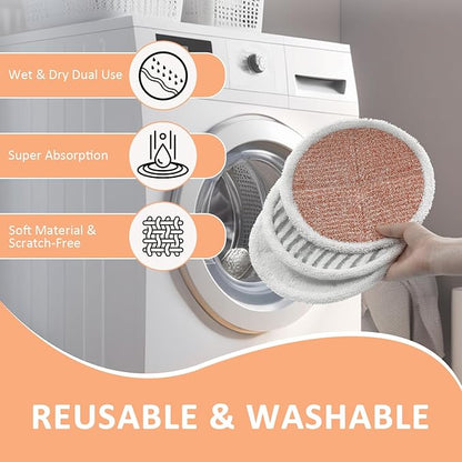 8 Pack Mop Pads Replacement Compatible with Bissell Spinwave Mop 2124 2039 2037 2039A Series, Mop Pads for Bissell Spinwave Hard Floor Mop (2 Heavy Scrub Pads, 2 Soft Pads, 4 Scrubby Pads)