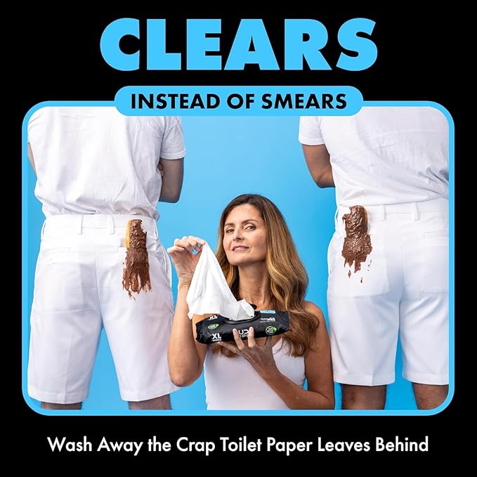 DUDE Wipes - Flushable Wipes Unscented - (6 Pack) 288 Wipes - Extra Large Wet Wipes Flushable - Vitamin-E & Aloe - Septic and Sewer Safe