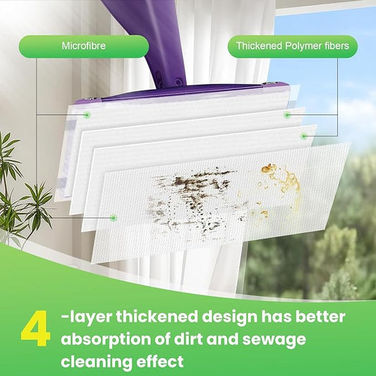 40 Count Disposable Mop Pad Replacement for Swiffer WetJet Spray Mop, Extra Strong Dirt Locking and Water Absorbent, Powerful Stain Removal