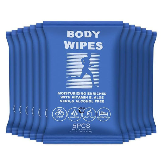 Body Wipes for Women and Men Individually Wrapped Face and Body Wipes, Bath Wipes for Adults No Rinse Personal Cleansing Wipes Travel, Bulk Deodorant for Homeless Shower Wipes (5Wipes/Pack,40Pack)