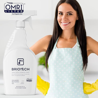BRIOTECH Sanitizer Disinfectant Hypochlorous Spray, Kills 99.99% of Viruses & Bacteria, Eliminate Odor, Gentle for Nurseries & Play Rooms, Food Contact Surface Sanitizer, 4 fl oz ea, 3 ct