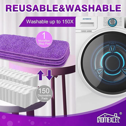 HOMEXCEL Reusable Microfiber Mop Pads for Swiffer PowerMop 8 Pack, Power Mop Pads Refills for 13 ''-15 '' Spray Mop, Machine Washable Pad Replacement for Multi-Surface Floor Cleaning