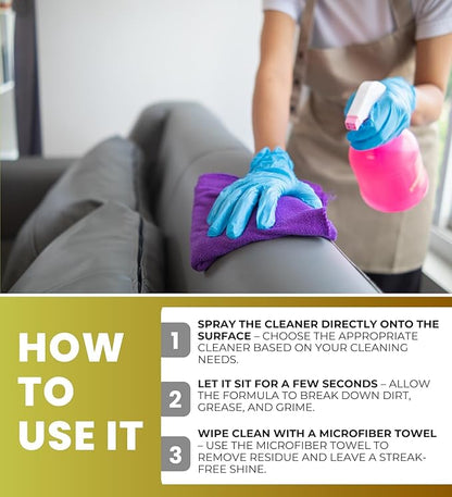 Fantastik All Purpose Cleaner Spray 32 oz + Lemon Scent All Purpose Cleaner Spray 32 oz + All Purpose Cleaner Spray with Bleach 32 oz Bundle with Microfiber Cloth - Multi-Surface Cleaning - (7 Items)