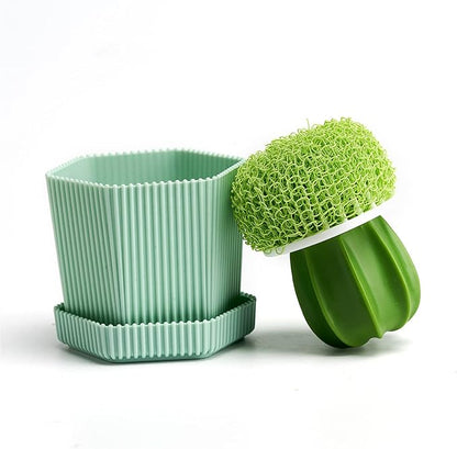 Cactus Dish Scrub Brushes Set of 6 Replacement Brushes, Green and Yellow, for Cleaning Dishes, Pans, Pots, Sink, Countertop, Bathtub