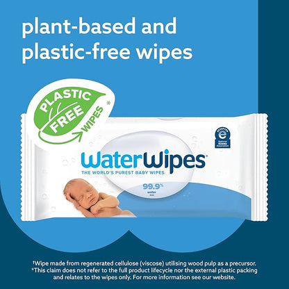 WaterWipes Original Baby Wipes, 99.9% Water-Based Wipes, Unscented & Hypoallergenic for Sensitive Skin, 240 Count (4 Packs), Packaging May Vary