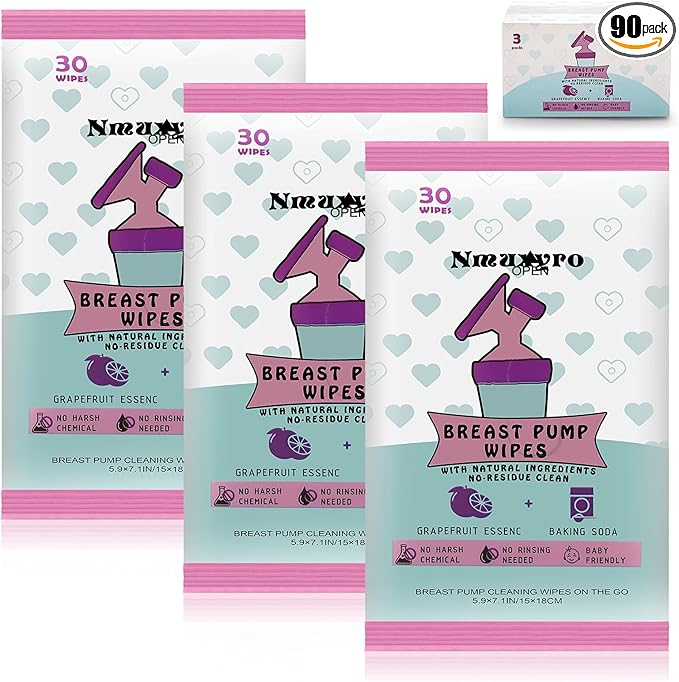Breast Pump Wipes, 3 Packs Natural Pump Cleaning Wipes On The Go, Resealable Manual Pacifier Wipes Quick Clean Breastfeeding Supplies