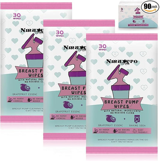 Breast Pump Wipes, 3 Packs Natural Pump Cleaning Wipes On The Go, Resealable Manual Pacifier Wipes Quick Clean Breastfeeding Supplies