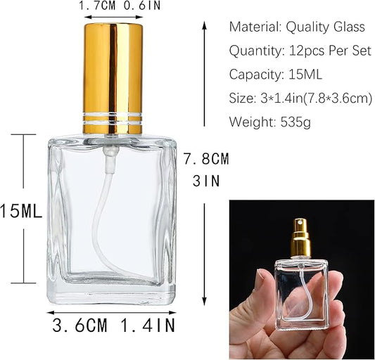 YU FENG 12pcs Clear Perfume Spray Bottles and 2pcs Vintage Crystal Perfume Bottles