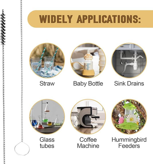 Milk Foamer Hose Brush, Pipe Tube Cleaner Brush for Espresso & Coffee Machine, Cleaning Glass Pipes, Baby Bottles, Straws & More - Nylon Bristles Cleaning Brushes with Flexible Handle, 12-1/2 Inches