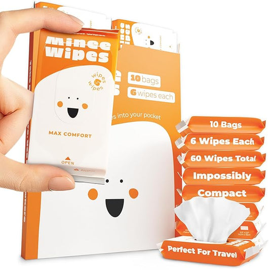 Impossibly Compact Travel Wipes with Natural Extracts - Skin-Friendly Wet Wipes, Hypoallergenic & Unscented for Adults, Kids & Baby Care - 10 Pack Total 60 Wipes