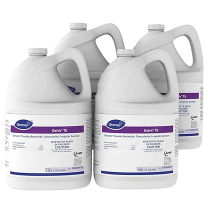 Oxivir Diversey 100898636 Tb One-Step Disinfectant Cleaner, Hospital Grade Accelerated Hydrogen Peroxide AHP, No Fragrance Added, Ready-to-Use Liquid, 1-Gallon (Pack of 4)