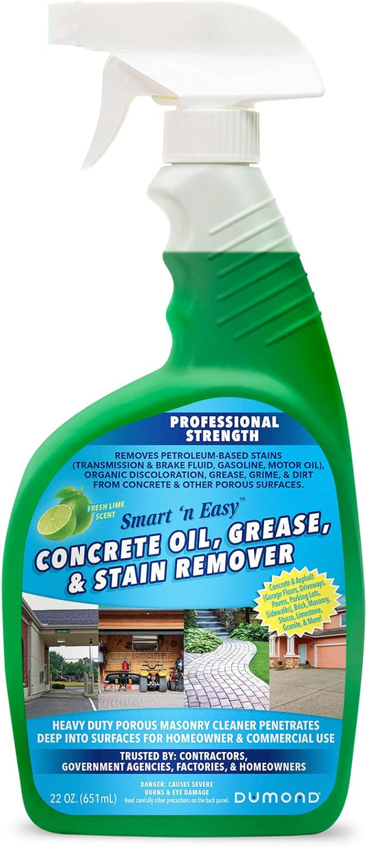 Dumond Smart 'n Easy Concrete Oil, Grease & Stain Remover, Cleans Grime, Dirt & Petroleum-Based Messes from Porous Masonry Surfaces, Garage Floors, Sidewalks, Driveways & More, 22oz Spray