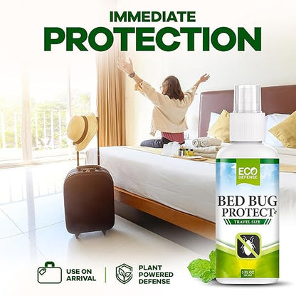 Eco Defense Bed Bug Spray Travel Size - TSA Approved 3 oz – Travel Essentials for Hotel, Cruise, Vacations - with Natural Essential Oils