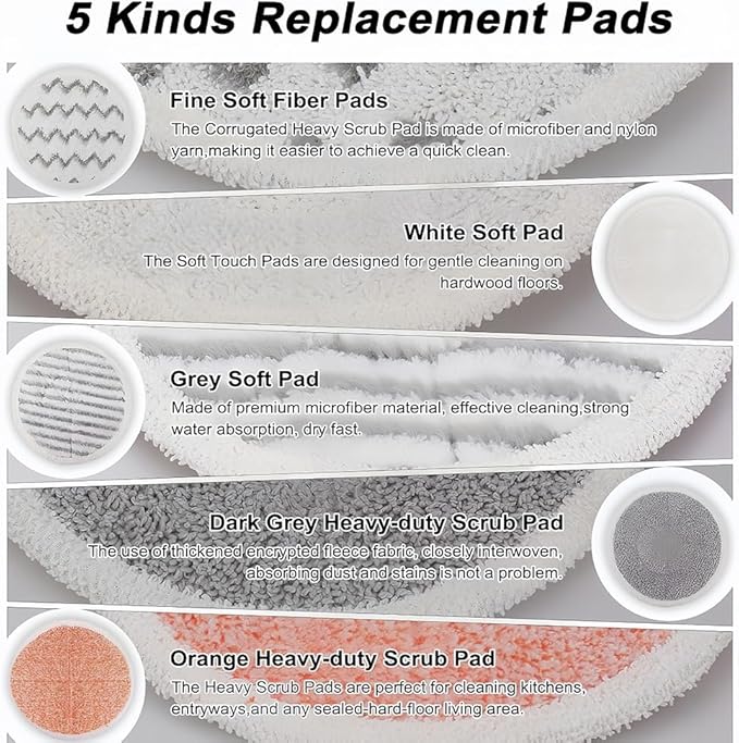 Spinwave Mop Replacement Pads for Bissell Spinwave 20399 23157 23159 2039A 2124A 20393 2039T 2039W 20391 20395 2307 2315A Hard Floor Mop Refill Heavy Scrub Pad- Part #1611297 & 1611298 (4+2+2+2+2)