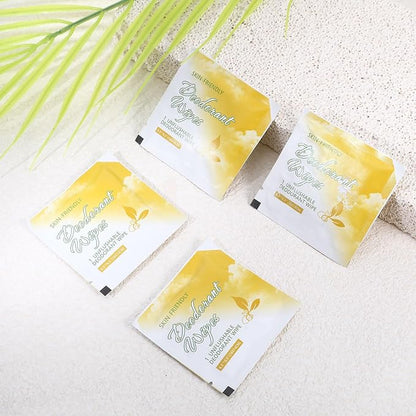200Pcs Travel Deodorant Wipes, Travel Size Mini Deodorant Wipes Bulk for Homeless, Individually Wrapped Body Cleaning Supplies for Women Wet Armpit for Body Cleanin Lemon