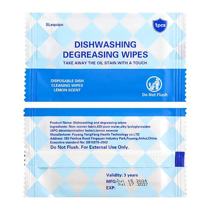 100 Pcs Dish Cleaning Wipes Individually Wrapped - Portable Travel Dish Soap Wipes, Lemon Scent