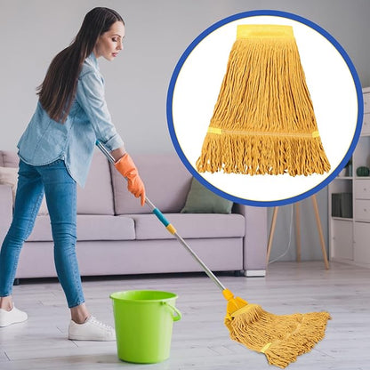 Roshtia 16 Pack Commercial Mop Head Replacements Looped End Wet Heavy Duty Mop Heads Cotton String Mops Industrial Cleaning Refills for Commercial Industrial Home(Blue, Yellow)