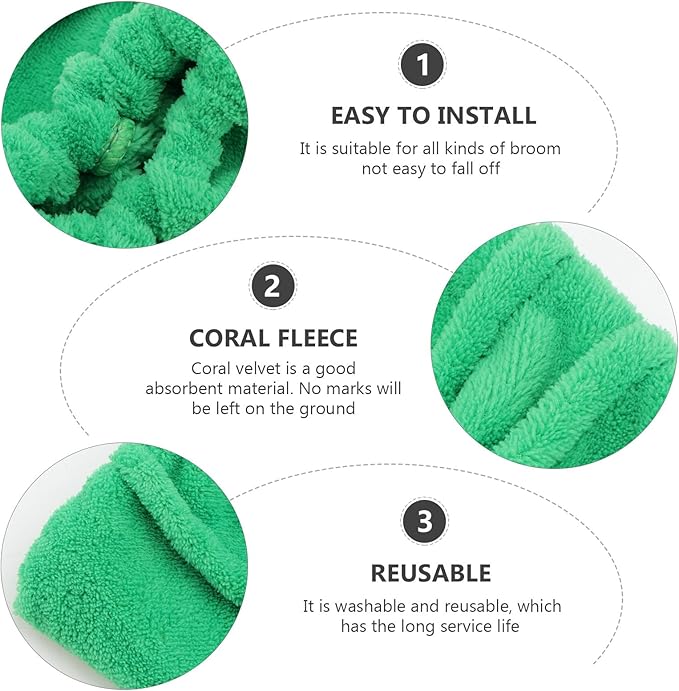 GLEAVI 3 Pcs Broom Mop： Household Brooms Microfiber Mop Sweeping Broom Cover Mop Sink Cover Mop Sweeper Pad Mop Head Cleaning Mops Broom Cloth Cover Coral Fleece Wet and Dry Dust Collector